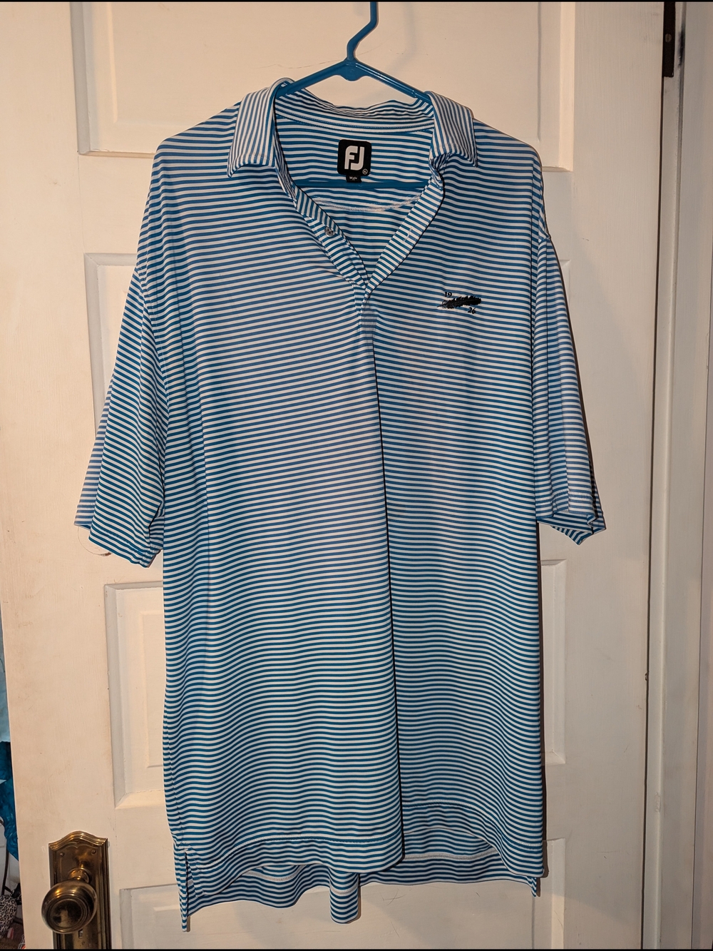 FootJoy Blue & White Striped Performance Golf Polo